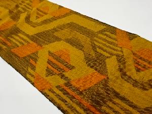 リサイクル　手織り真綿紬幾何学模様織出し名古屋帯